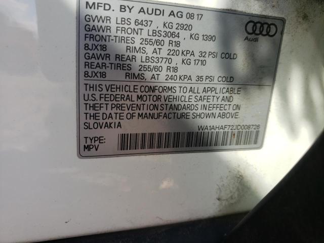 Photo 9 VIN: WA1AHAF72JD008726 - AUDI Q7 PREMIUM 