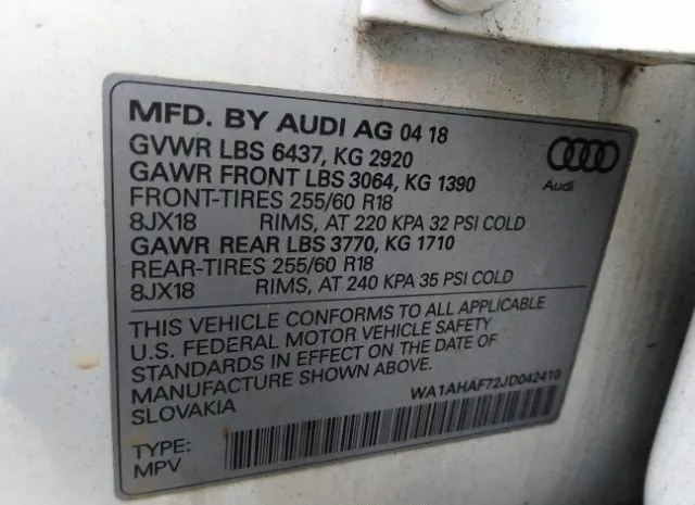 Photo 8 VIN: WA1AHAF72JD042410 - AUDI Q7 