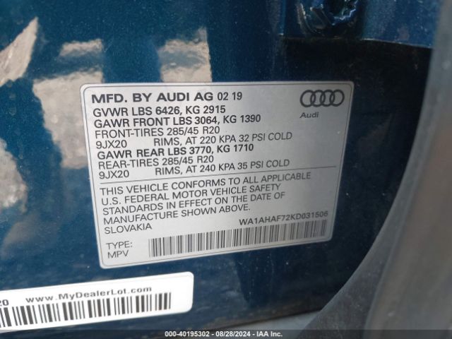 Photo 8 VIN: WA1AHAF72KD031506 - AUDI Q7 