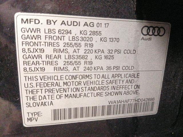 Photo 9 VIN: WA1AHAF77HD042686 - AUDI Q7 PREMIUM 