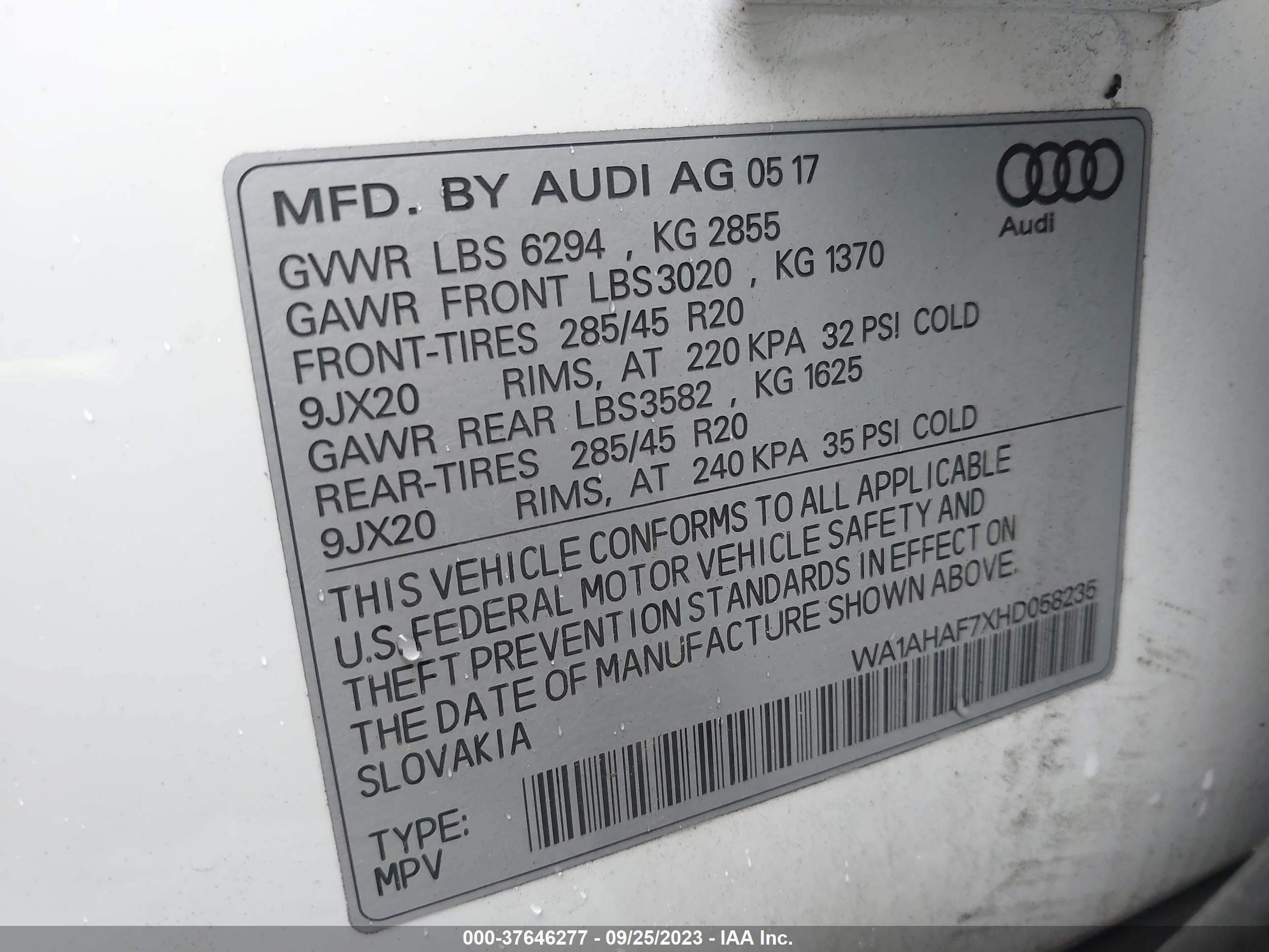 Photo 8 VIN: WA1AHAF7XHD058235 - AUDI Q7 