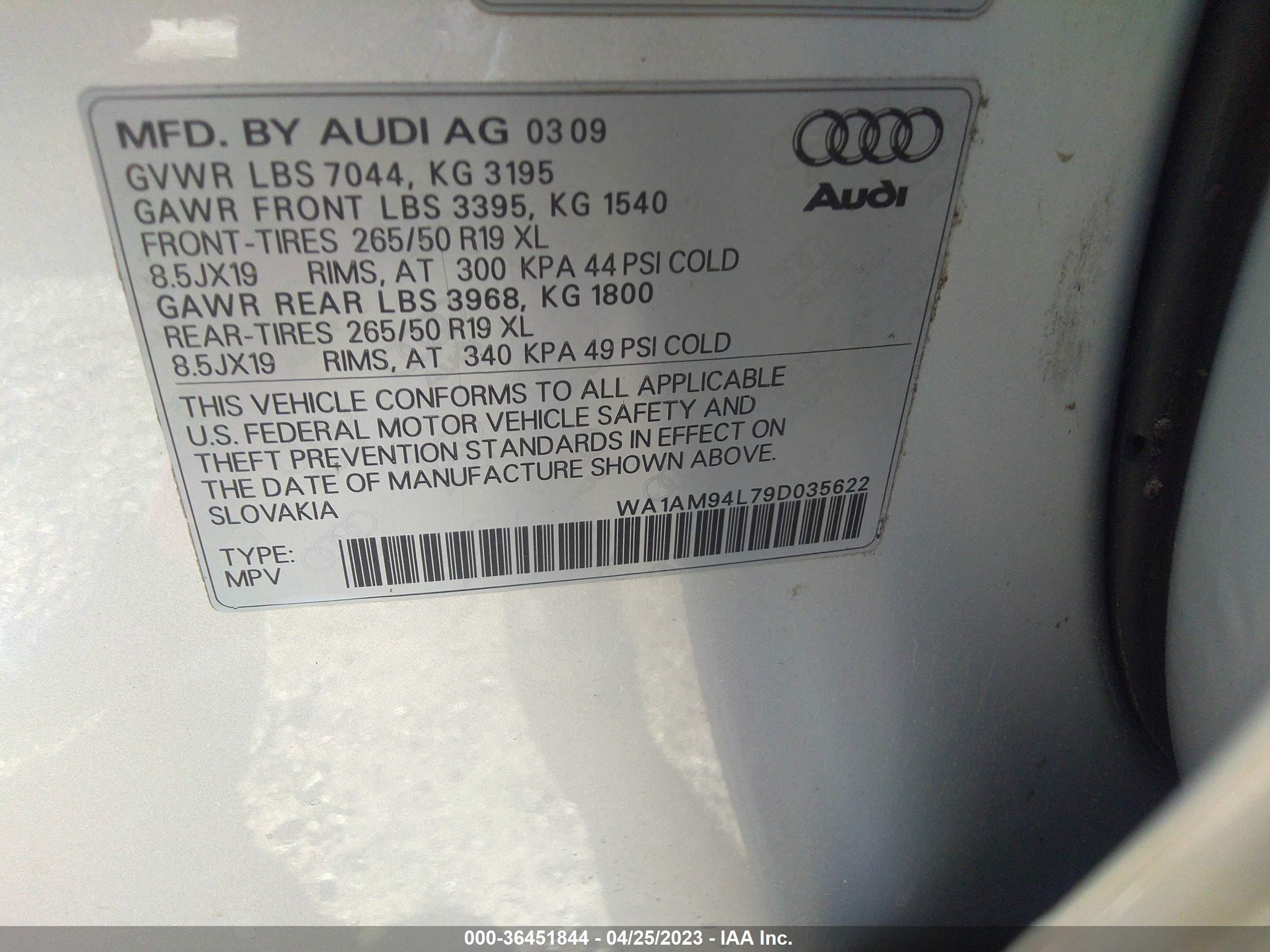 Photo 8 VIN: WA1AM94L79D035622 - AUDI Q7 