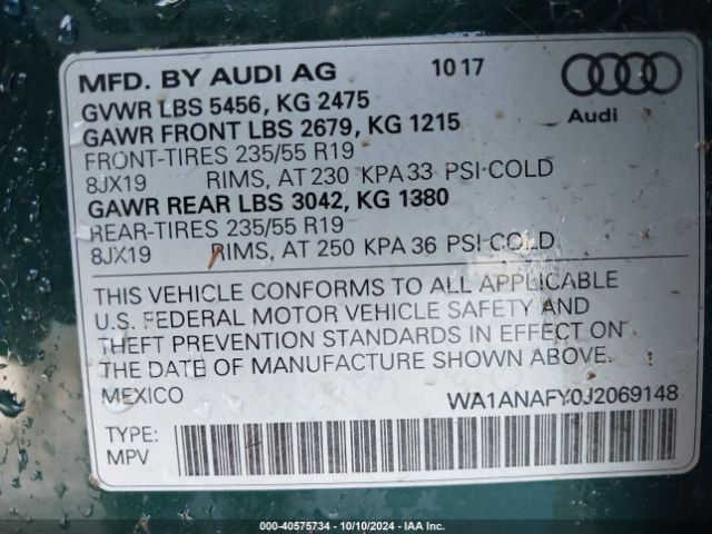 Photo 8 VIN: WA1ANAFY0J2069148 - AUDI Q5 