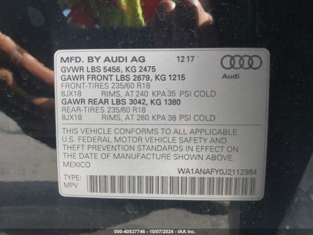 Photo 8 VIN: WA1ANAFY0J2112984 - AUDI Q5 