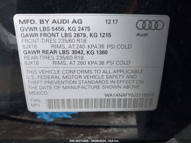 Photo 8 VIN: WA1ANAFY0J2115058 - AUDI Q5 