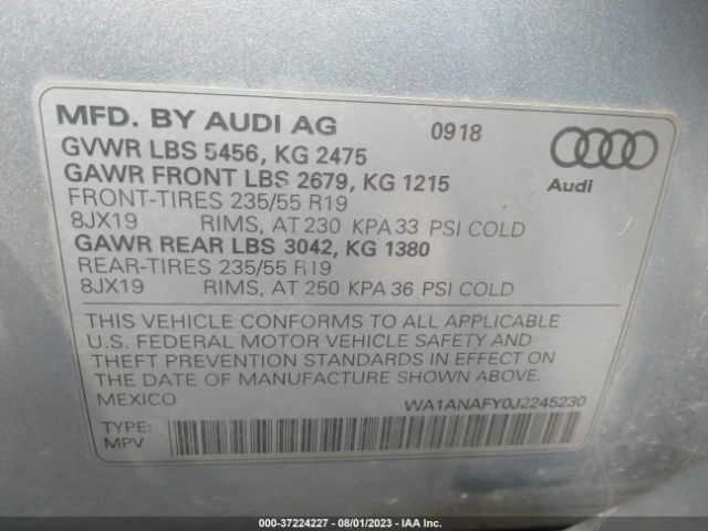 Photo 8 VIN: WA1ANAFY0J2245230 - AUDI Q5 