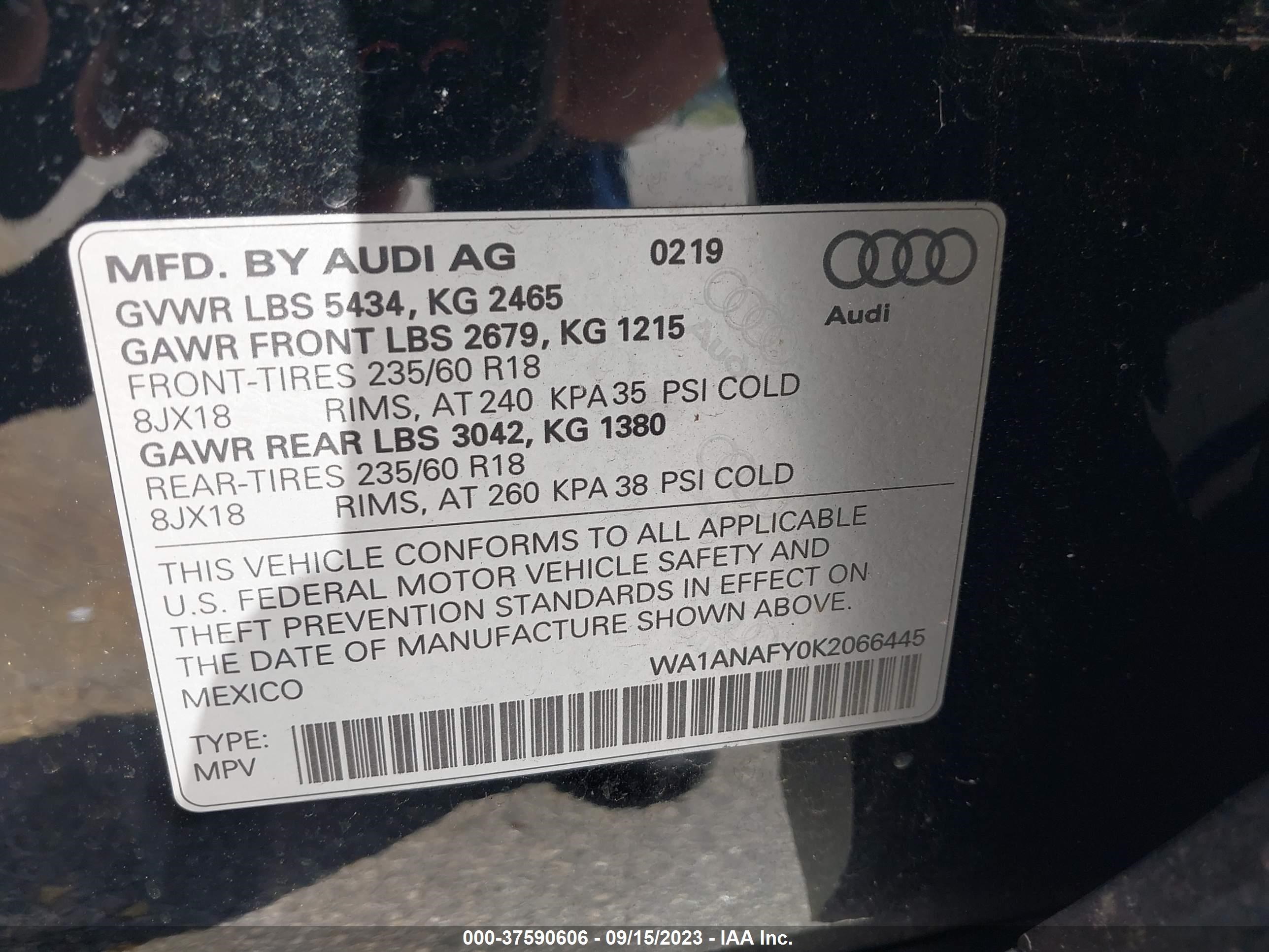 Photo 8 VIN: WA1ANAFY0K2066445 - AUDI Q5 