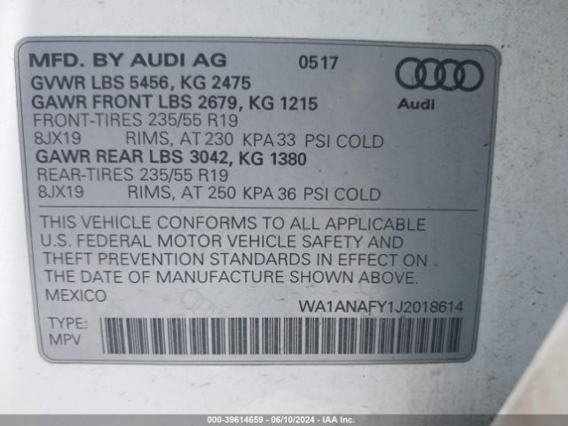 Photo 8 VIN: WA1ANAFY1J2018614 - AUDI Q5 