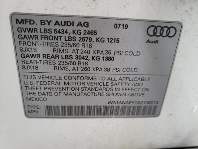 Photo 11 VIN: WA1ANAFY1K2138074 - AUDI Q5 