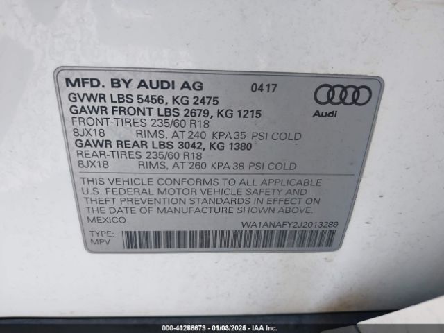 Photo 8 VIN: WA1ANAFY2J2013289 - AUDI Q5 