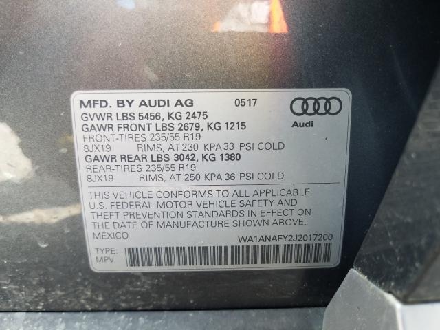 Photo 9 VIN: WA1ANAFY2J2017200 - AUDI Q5 PREMIUM 