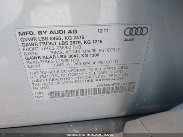 Photo 8 VIN: WA1ANAFY2J2110637 - AUDI Q5 