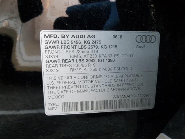 Photo 9 VIN: WA1ANAFY2J2200905 - AUDI Q5 PREMIUM 