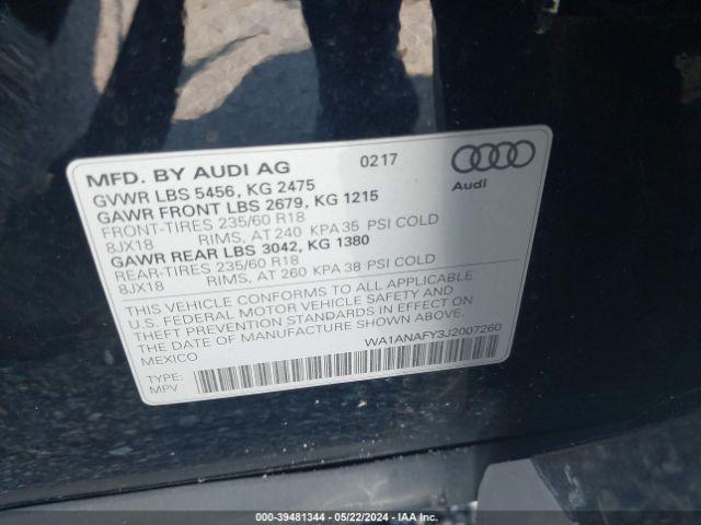 Photo 8 VIN: WA1ANAFY3J2007260 - AUDI Q5 