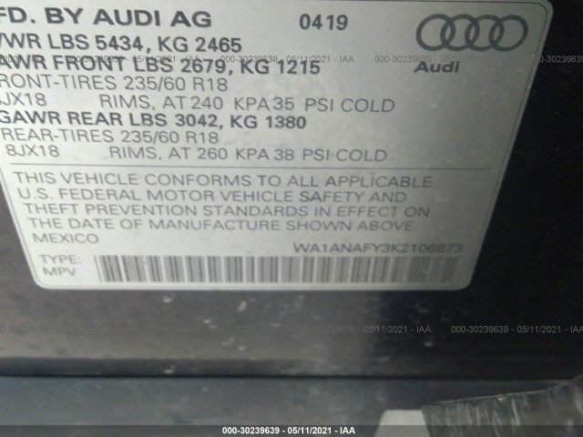 Photo 8 VIN: WA1ANAFY3K2106873 - AUDI Q5 