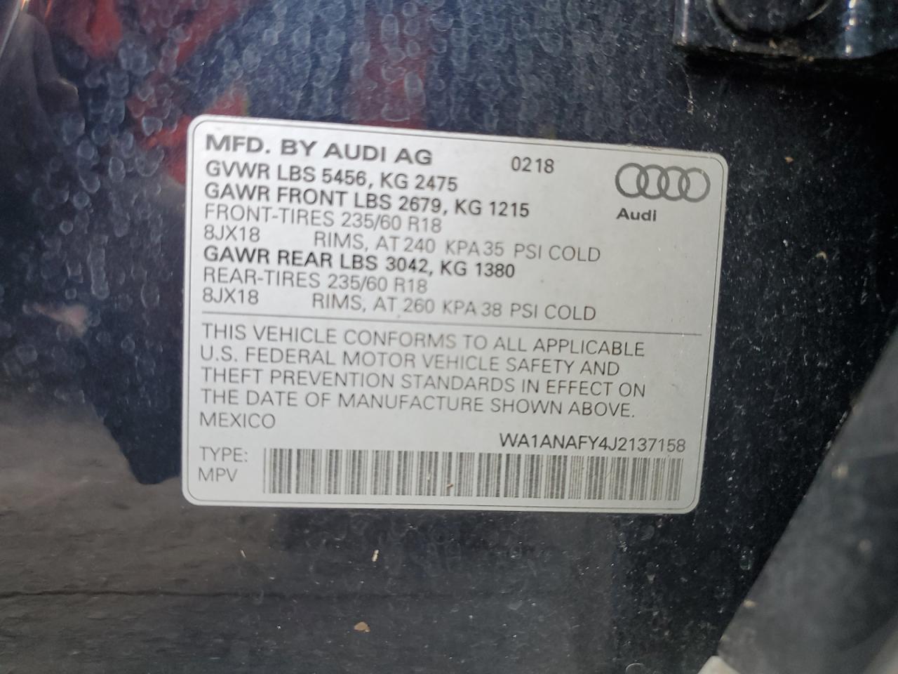 Photo 13 VIN: WA1ANAFY4J2137158 - AUDI Q5 