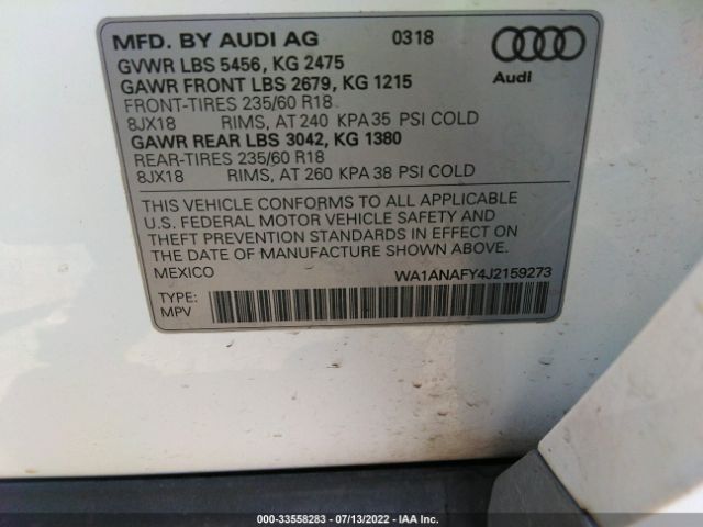 Photo 8 VIN: WA1ANAFY4J2159273 - AUDI Q5 