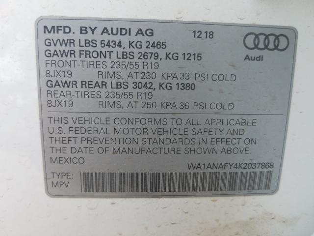 Photo 9 VIN: WA1ANAFY4K2037868 - AUDI Q5 PREMIUM 