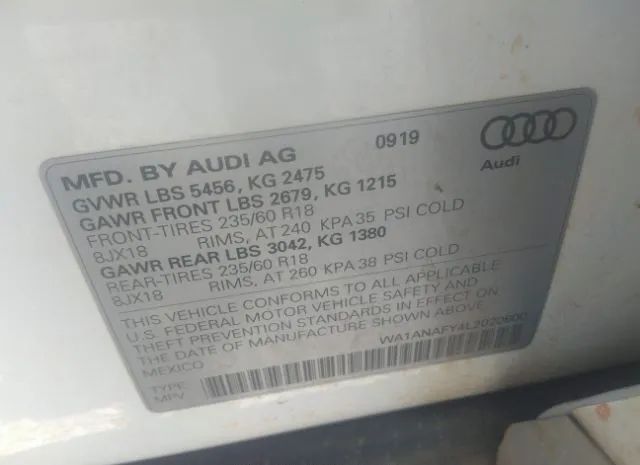 Photo 8 VIN: WA1ANAFY4L2020800 - AUDI Q5 