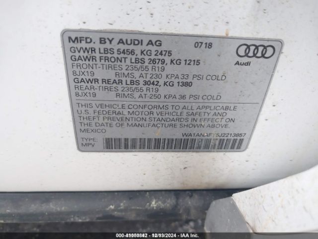 Photo 8 VIN: WA1ANAFY5J2213857 - AUDI Q5 