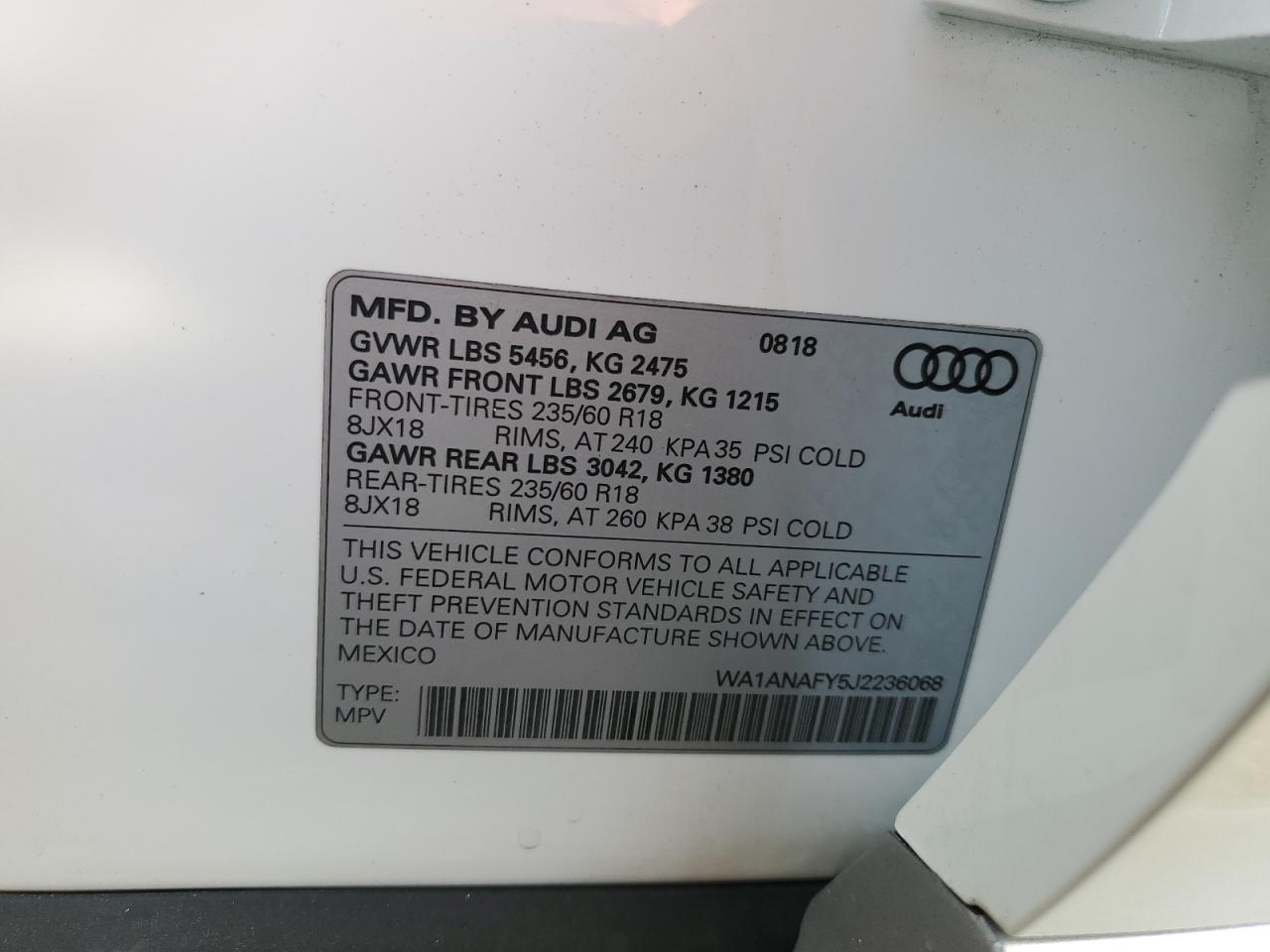 Photo 11 VIN: WA1ANAFY5J2236068 - AUDI Q5 