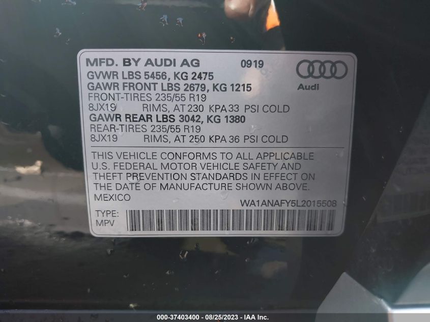 Photo 8 VIN: WA1ANAFY5L2015508 - AUDI Q5 