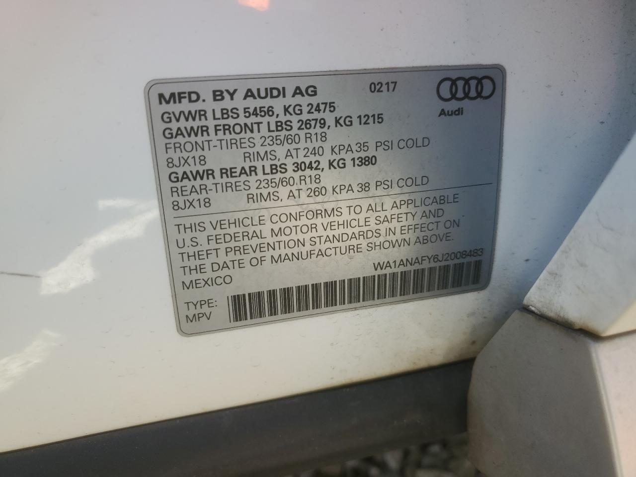 Photo 12 VIN: WA1ANAFY6J2008483 - AUDI Q5 