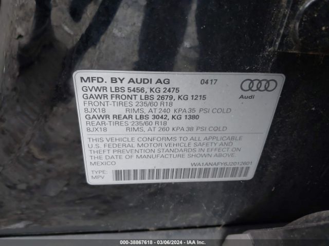 Photo 8 VIN: WA1ANAFY6J2012601 - AUDI Q5 