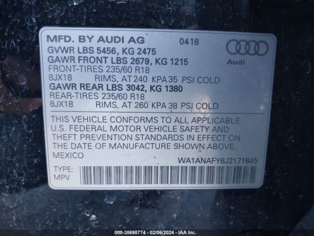 Photo 8 VIN: WA1ANAFY6J2171845 - AUDI Q5 