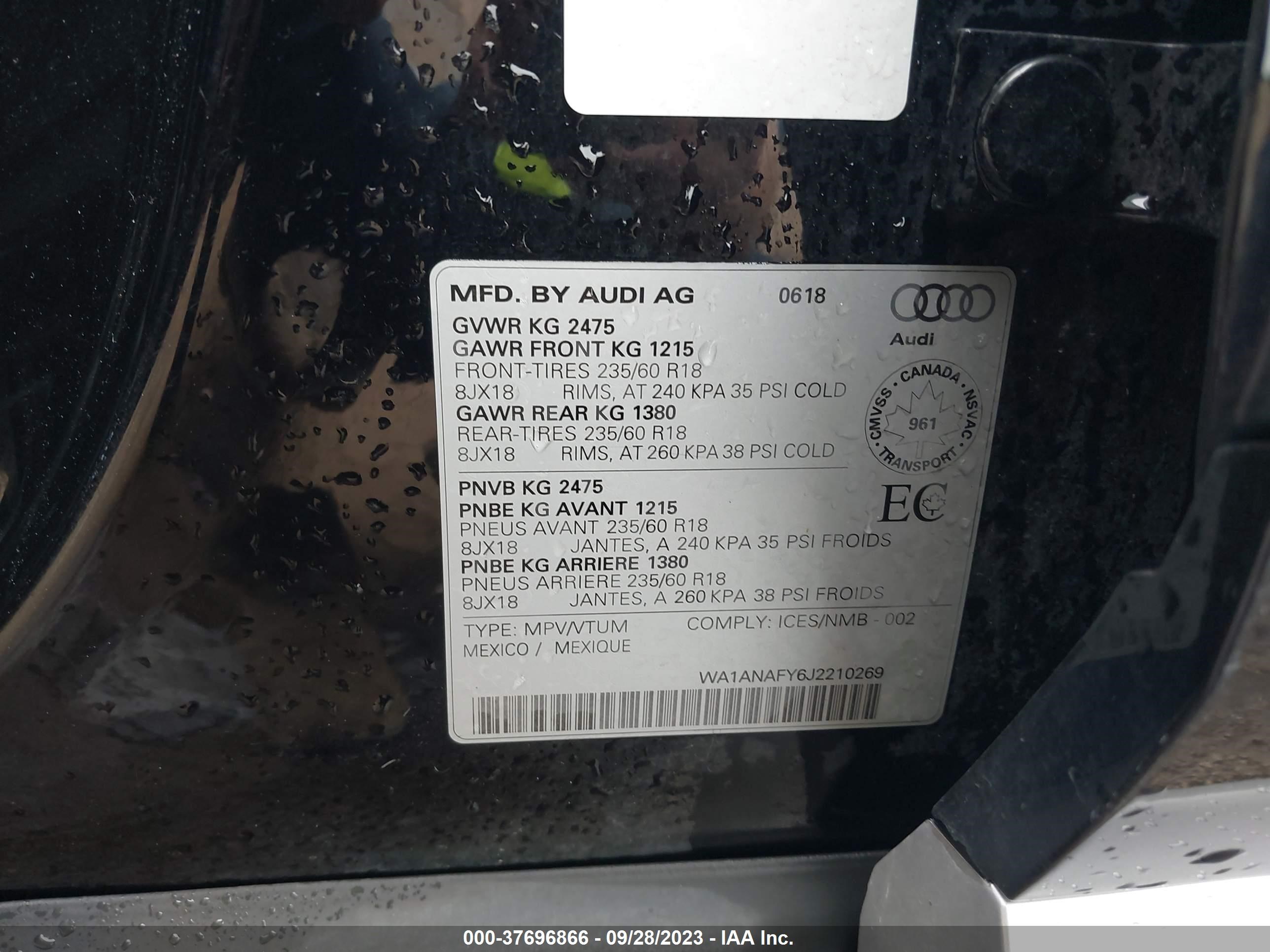 Photo 8 VIN: WA1ANAFY6J2210269 - AUDI Q5 