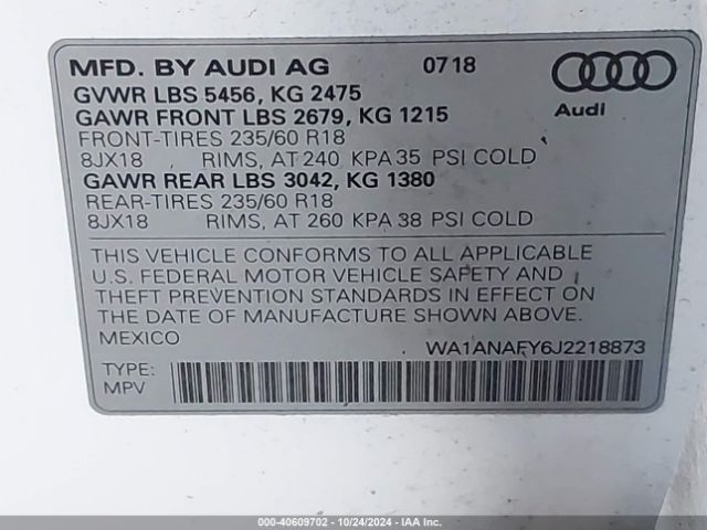 Photo 8 VIN: WA1ANAFY6J2218873 - AUDI Q5 