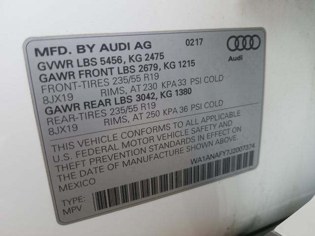 Photo 9 VIN: WA1ANAFY7J2007374 - AUDI Q5 PREMIUM 