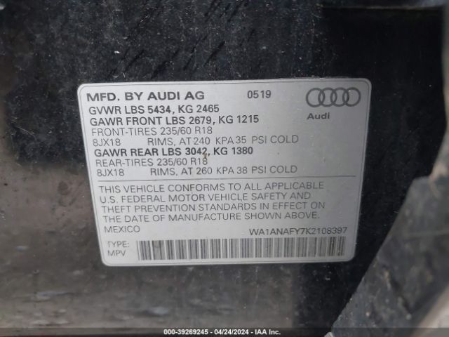 Photo 8 VIN: WA1ANAFY7K2108397 - AUDI Q5 