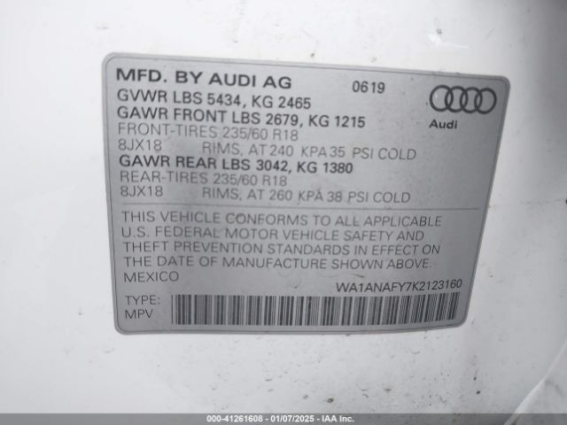 Photo 8 VIN: WA1ANAFY7K2123160 - AUDI Q5 