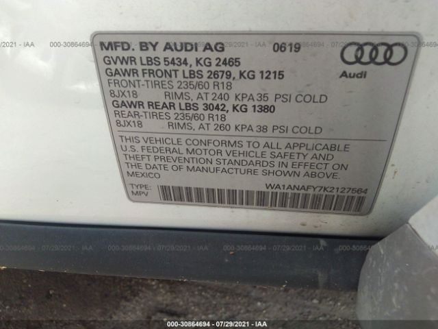 Photo 8 VIN: WA1ANAFY7K2127564 - AUDI Q5 