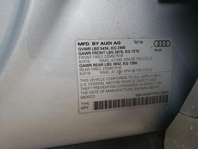 Photo 12 VIN: WA1ANAFY7K2135874 - AUDI Q5 PREMIUM 