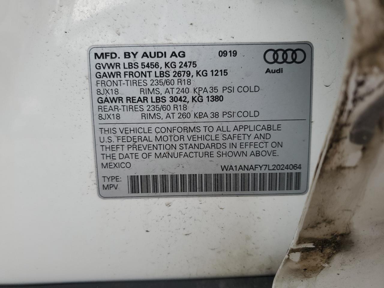 Photo 12 VIN: WA1ANAFY7L2024064 - AUDI Q5 PREMIUM 