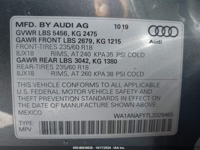 Photo 8 VIN: WA1ANAFY7L2029460 - AUDI Q5 