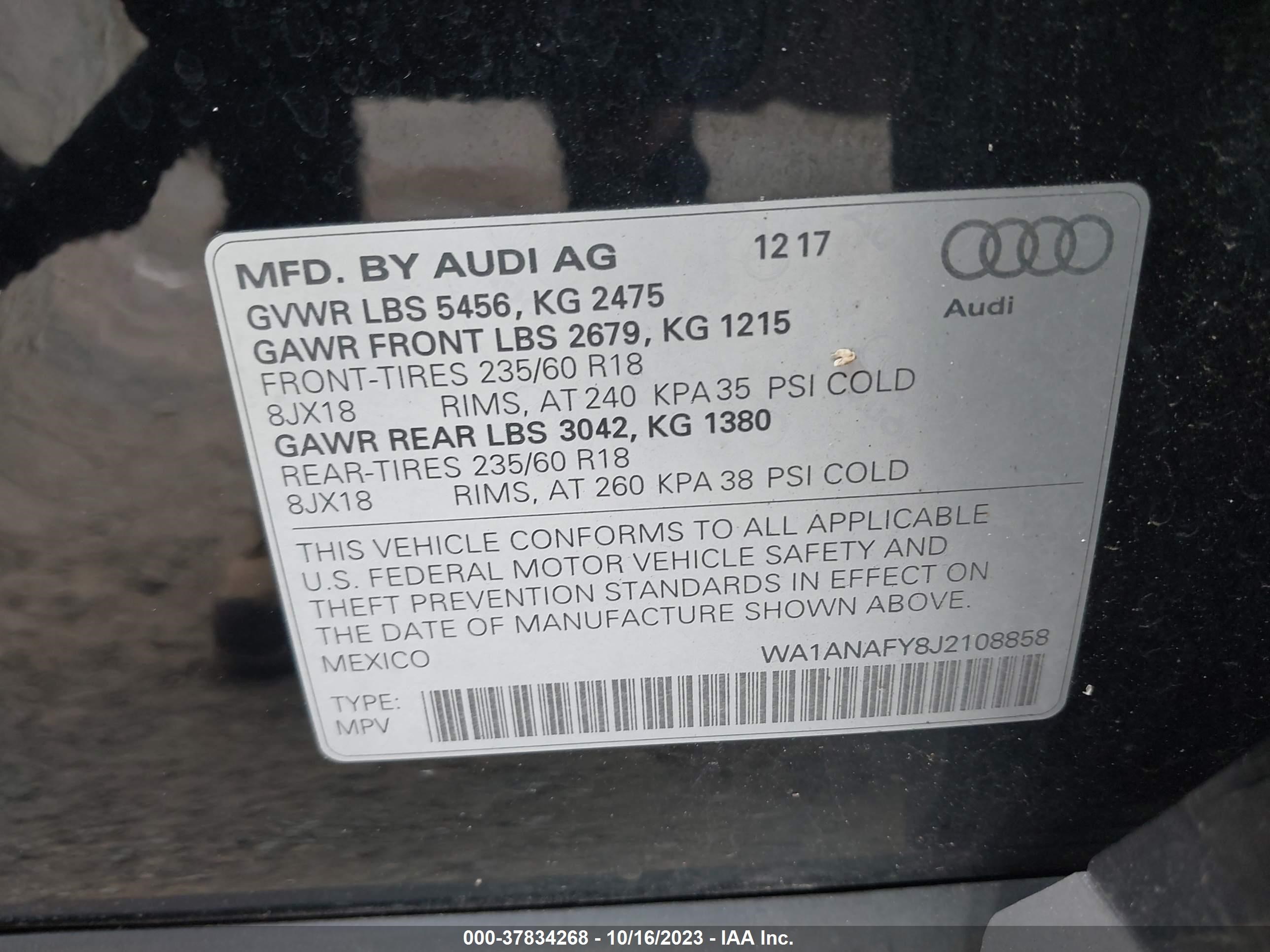 Photo 8 VIN: WA1ANAFY8J2108858 - AUDI Q5 