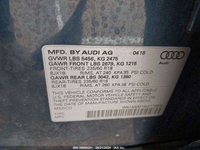 Photo 8 VIN: WA1ANAFY8J2174830 - AUDI Q5 