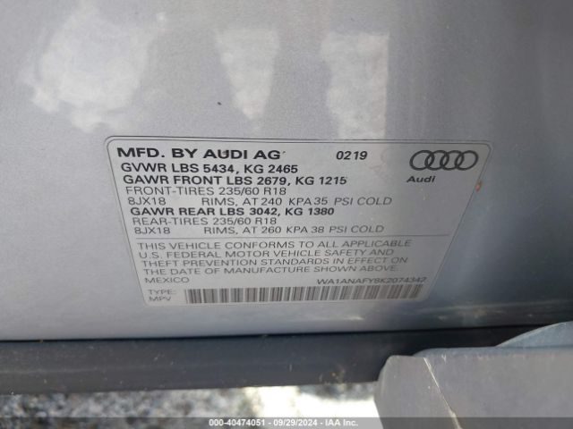 Photo 8 VIN: WA1ANAFY8K2074342 - AUDI Q5 