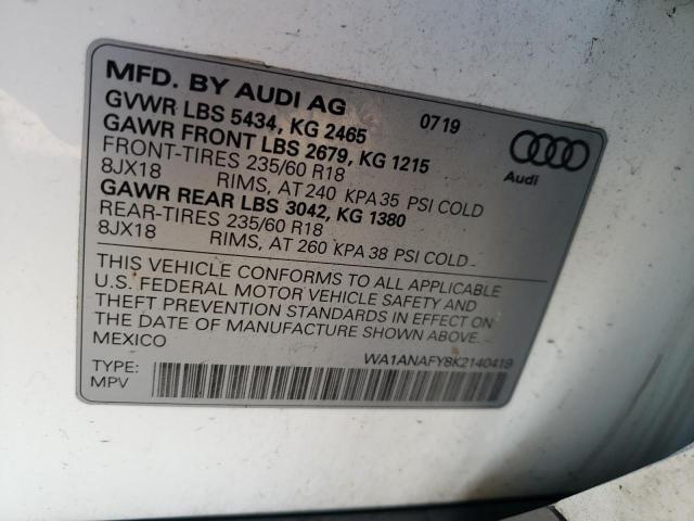 Photo 9 VIN: WA1ANAFY8K2140419 - AUDI Q5 PREMIUM 