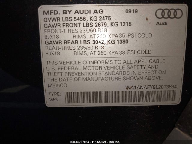 Photo 8 VIN: WA1ANAFY8L2013834 - AUDI Q5 