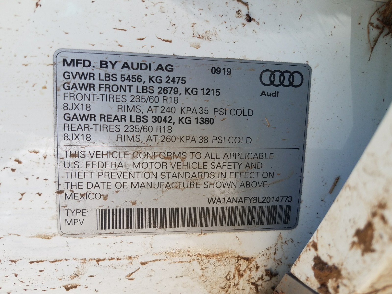 Photo 9 VIN: WA1ANAFY8L2014773 - AUDI Q5 