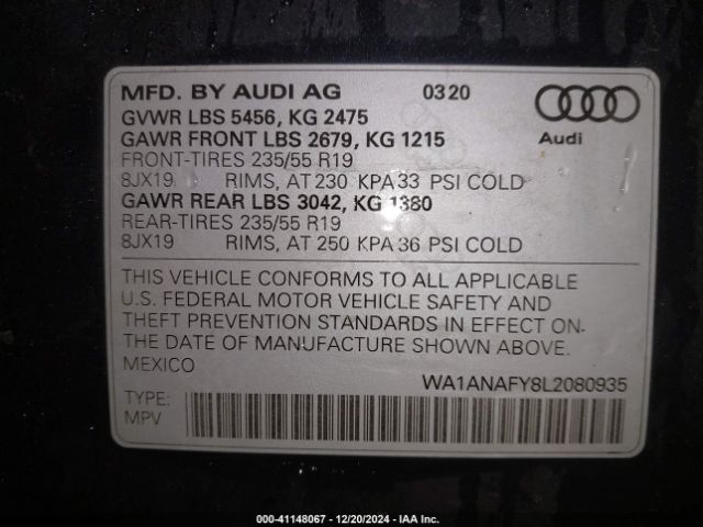 Photo 8 VIN: WA1ANAFY8L2080935 - AUDI Q5 