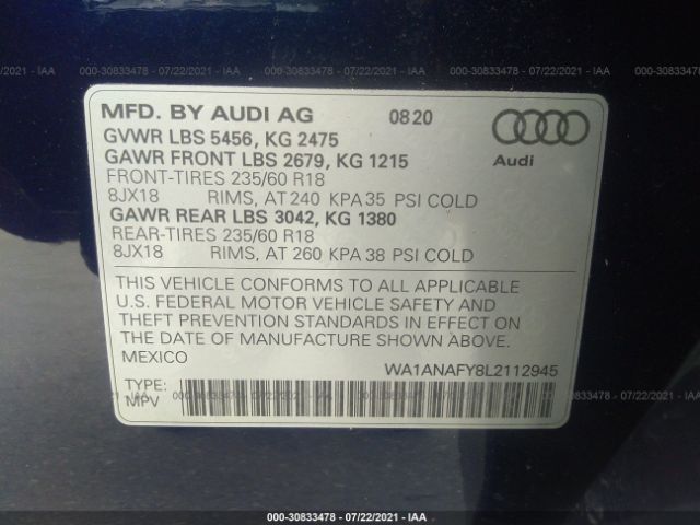 Photo 8 VIN: WA1ANAFY8L2112945 - AUDI Q5 