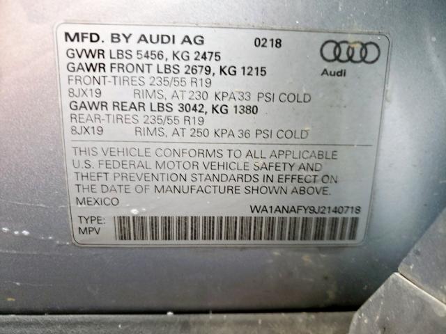 Photo 9 VIN: WA1ANAFY9J2140718 - AUDI Q5 