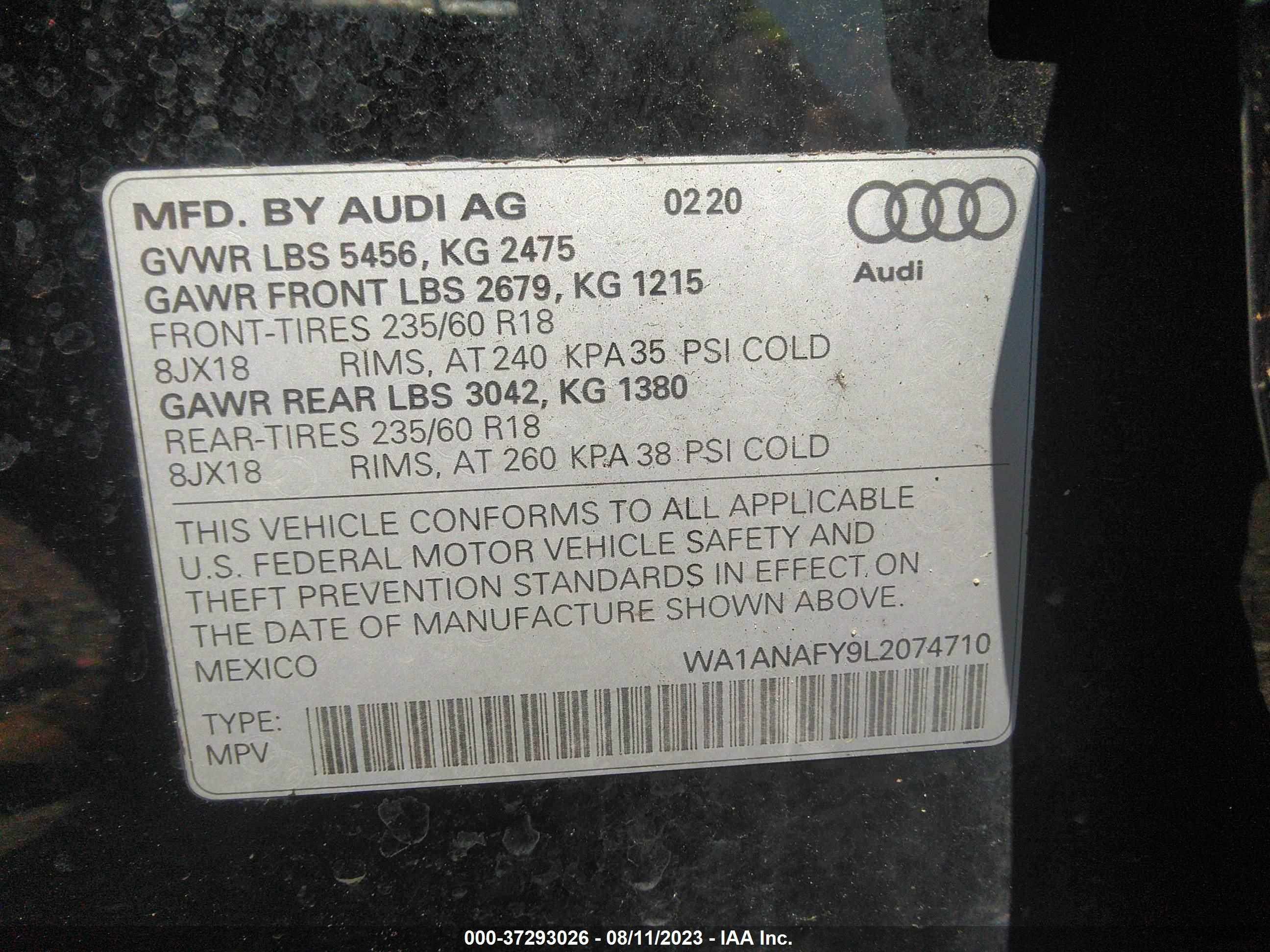 Photo 8 VIN: WA1ANAFY9L2074710 - AUDI Q5 