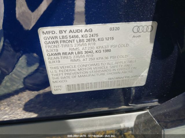 Photo 8 VIN: WA1ANAFY9L2085304 - AUDI Q5 