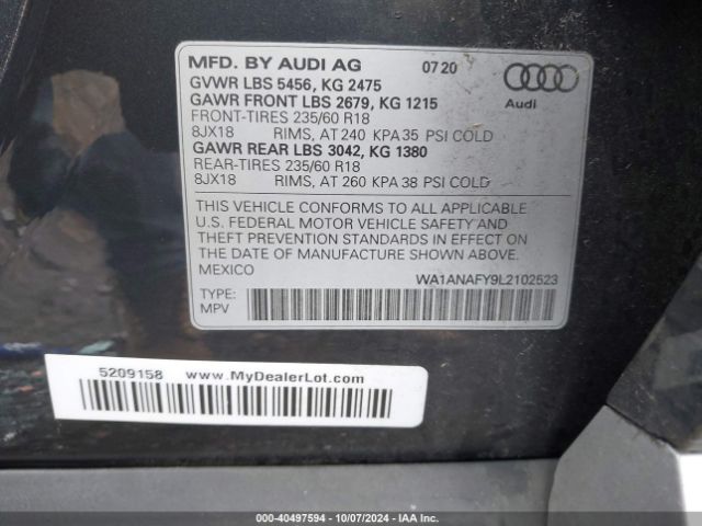 Photo 8 VIN: WA1ANAFY9L2102523 - AUDI Q5 